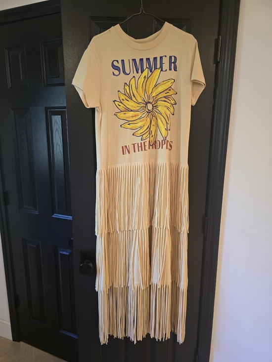 FARM Rio Dresses & Skirts - FARM Rio Cream Graphic Fringe Maxi Dress with Yellow Floral Print